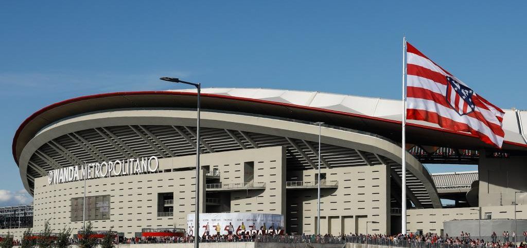 View taken of the new Wanda Metropolitano stadium before the Spanish league football match Club Atletico de Madrid vs Malaga CF in Madrid on September 16, 2017. / AFP PHOTO / OSCAR DEL POZO